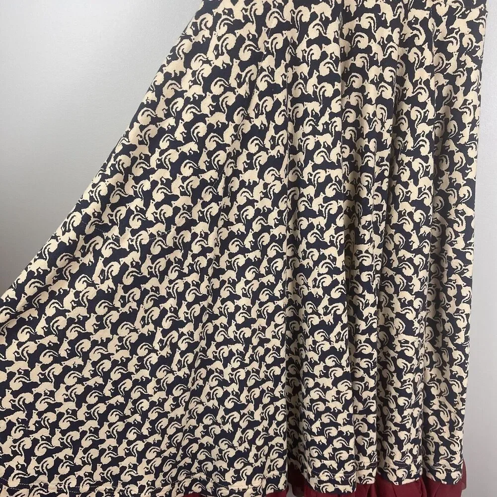 Effie's Heart Navy and Cream Floral Midi Dress with Red Trim - Picture 6 of 15